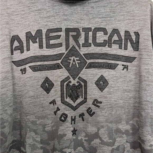 American Fighter Hoodie Mens Size 2XL Gray Long Sleeve Pullover Sweatshirt - Picture 13 of 16